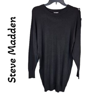 Steve Madden Black Sweater Dress Sz S Womens Soft & Cozy Feel Long Sleeve Warm